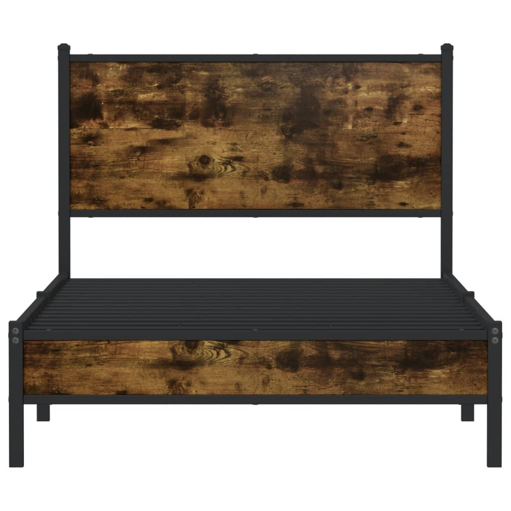 sengeramme uden madras 107x203 cm metal røget egetræsfarve