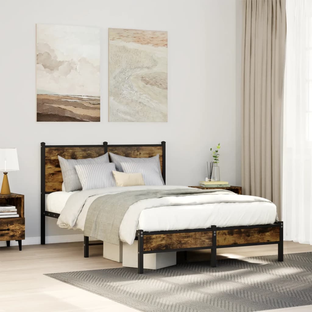 sengeramme uden madras 120x200 cm metal røget egetræsfarve