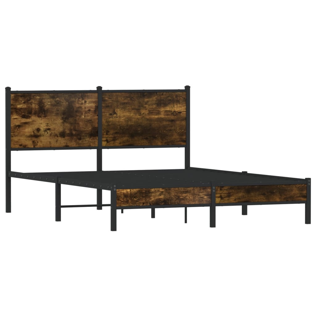 sengeramme uden madras 150x200 cm metal røget egetræsfarve