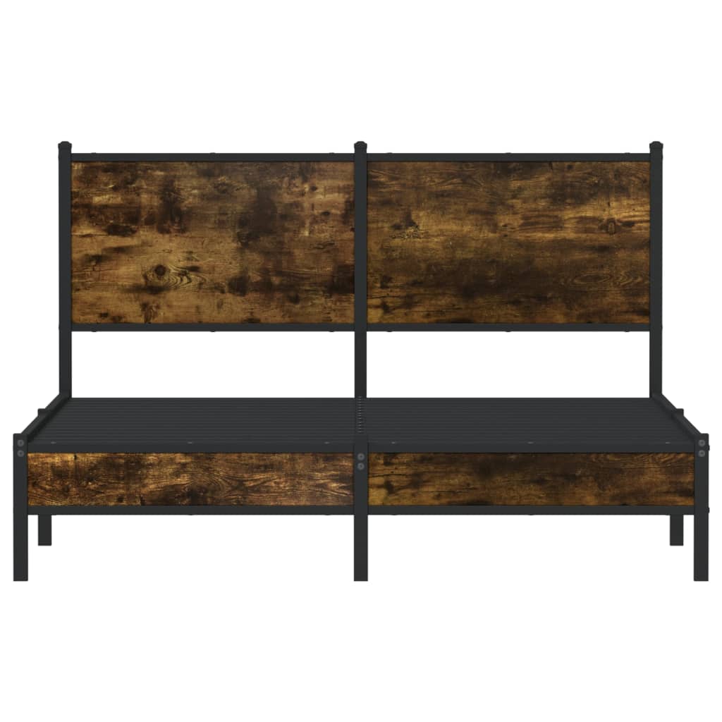sengeramme uden madras 150x200 cm metal røget egetræsfarve