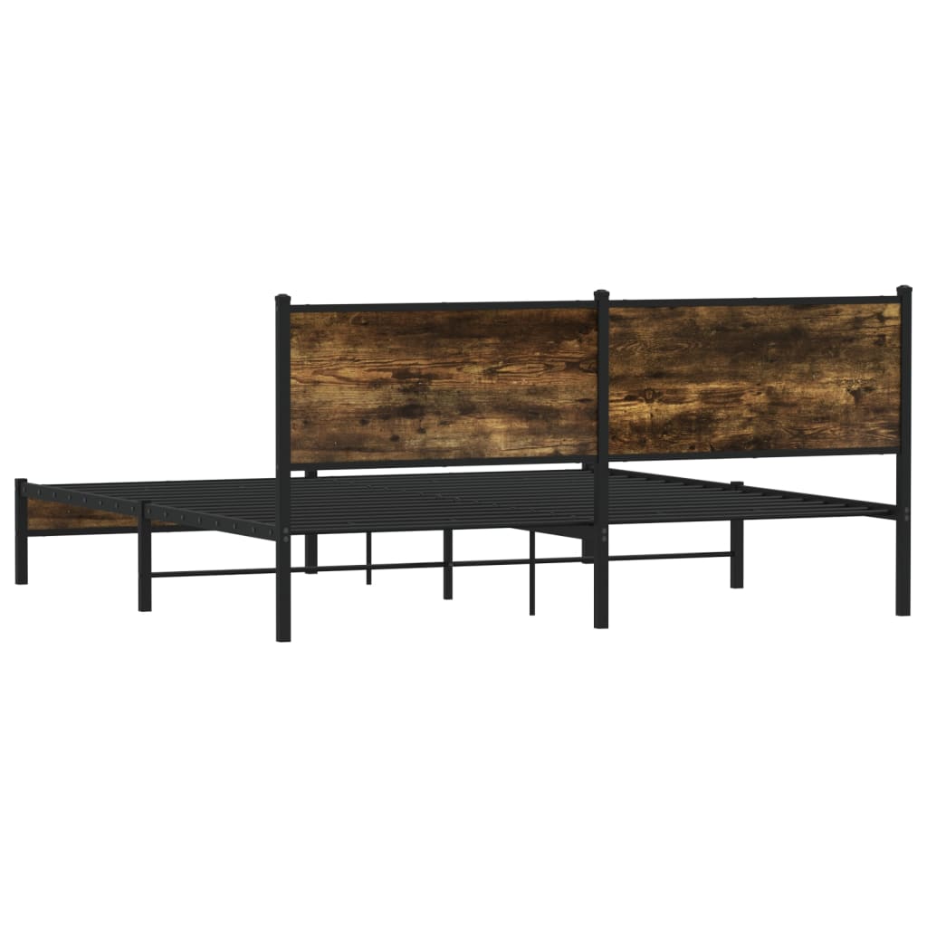 sengeramme uden madras 160x200 cm metal røget egetræsfarve