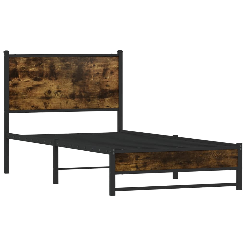 sengeramme uden madras 75x190 cm metal røget egetræsfarve
