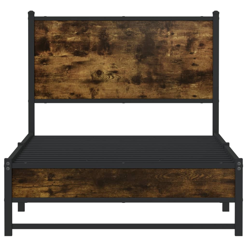 sengeramme uden madras 75x190 cm metal røget egetræsfarve