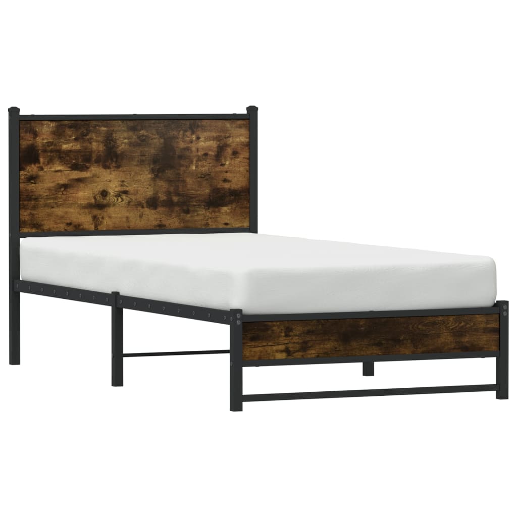 sengeramme uden madras 80x200 cm metal røget egetræsfarve