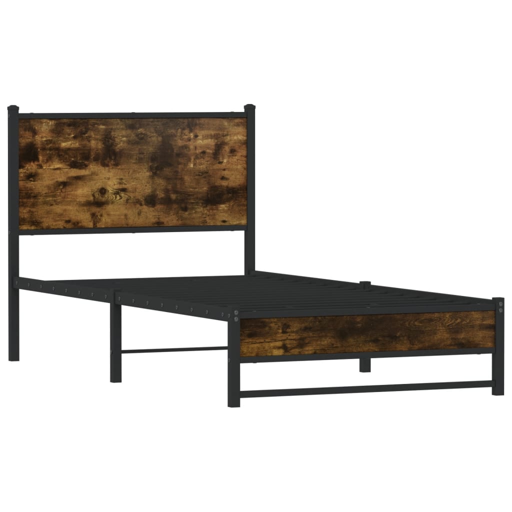 sengeramme uden madras 90x190 cm metal røget egetræsfarve