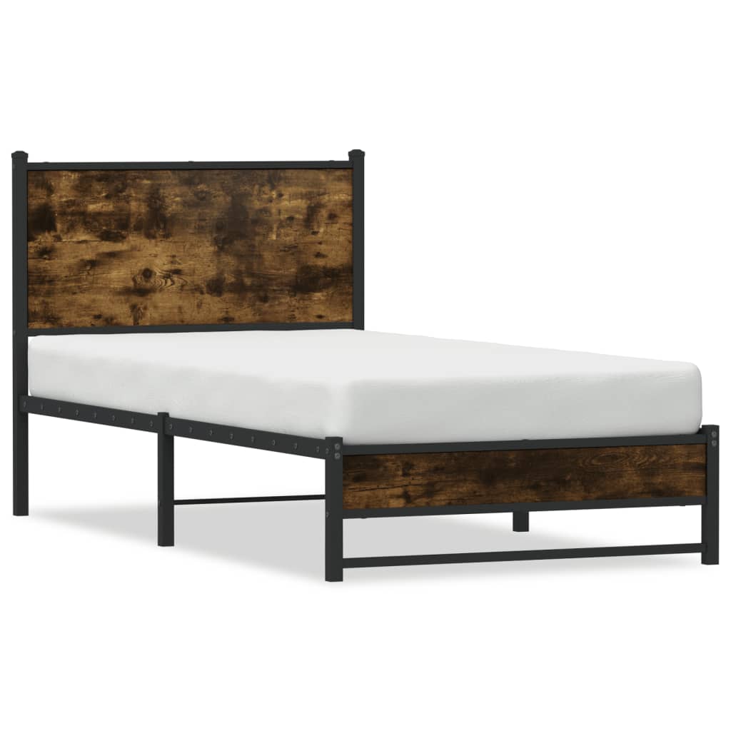 sengeramme uden madras 90x200 cm metal røget egetræsfarve