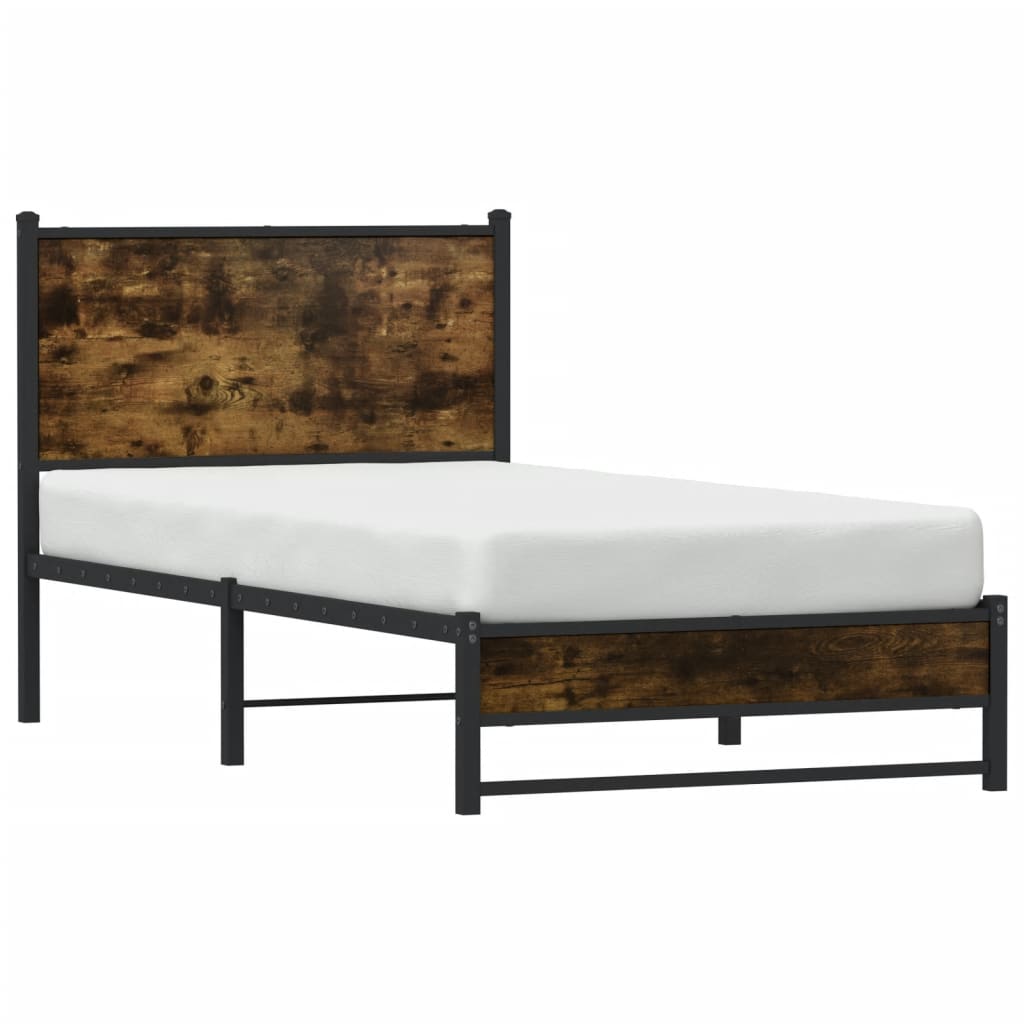 sengeramme uden madras 90x200 cm metal røget egetræsfarve