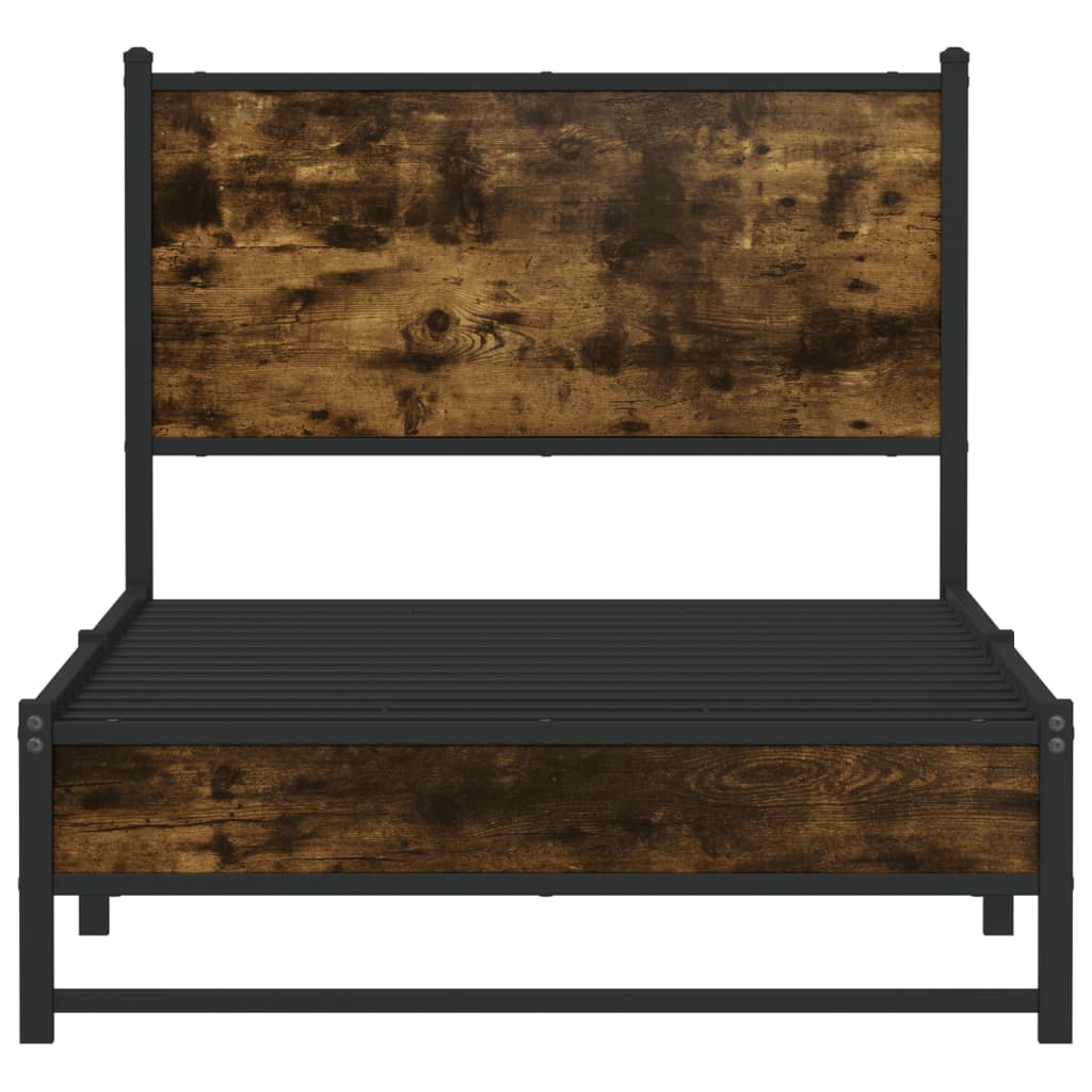 sengeramme uden madras 90x200 cm metal røget egetræsfarve