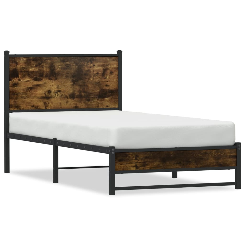 sengeramme uden madras 100x200 cm metal røget egetræsfarve