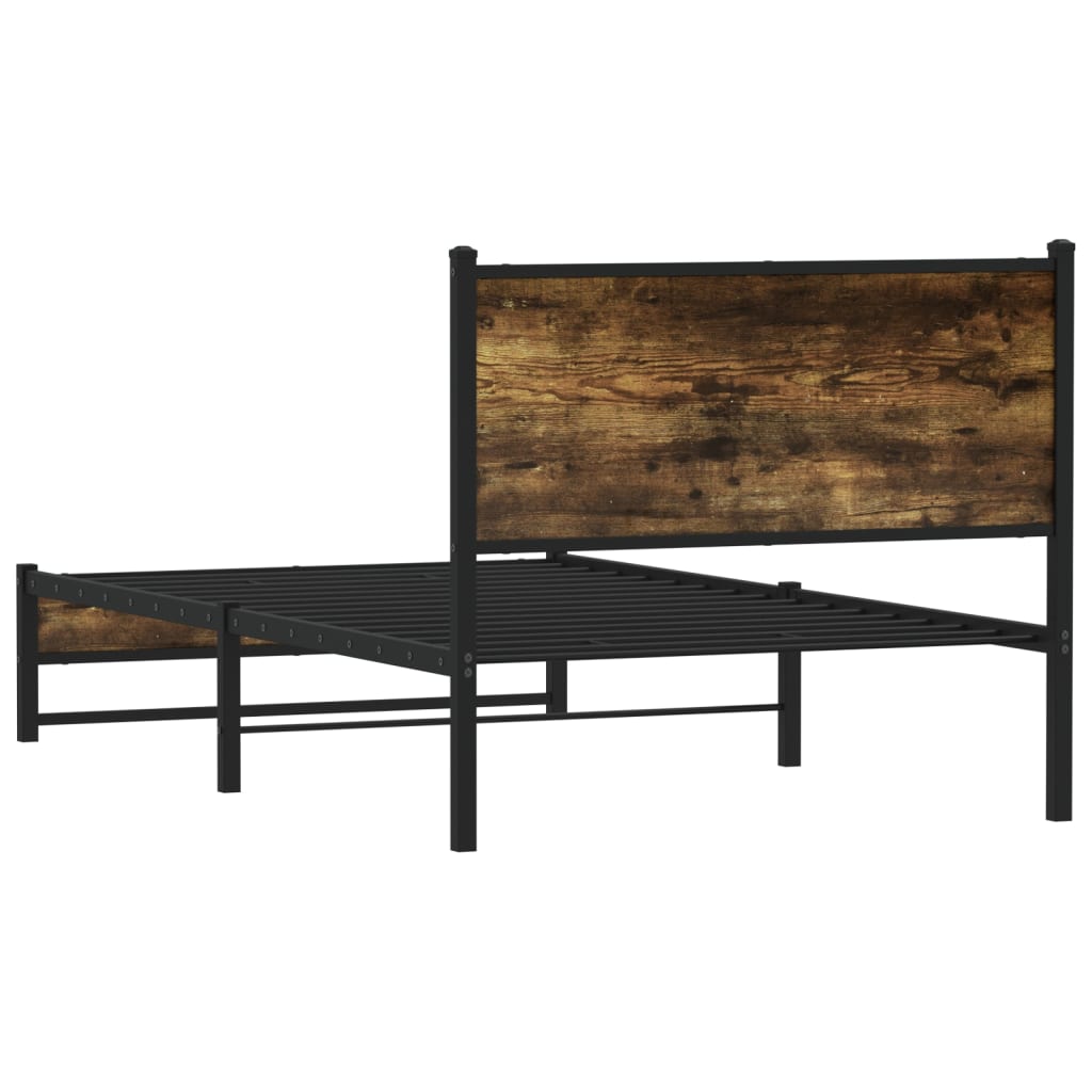 sengeramme uden madras 100x200 cm metal røget egetræsfarve