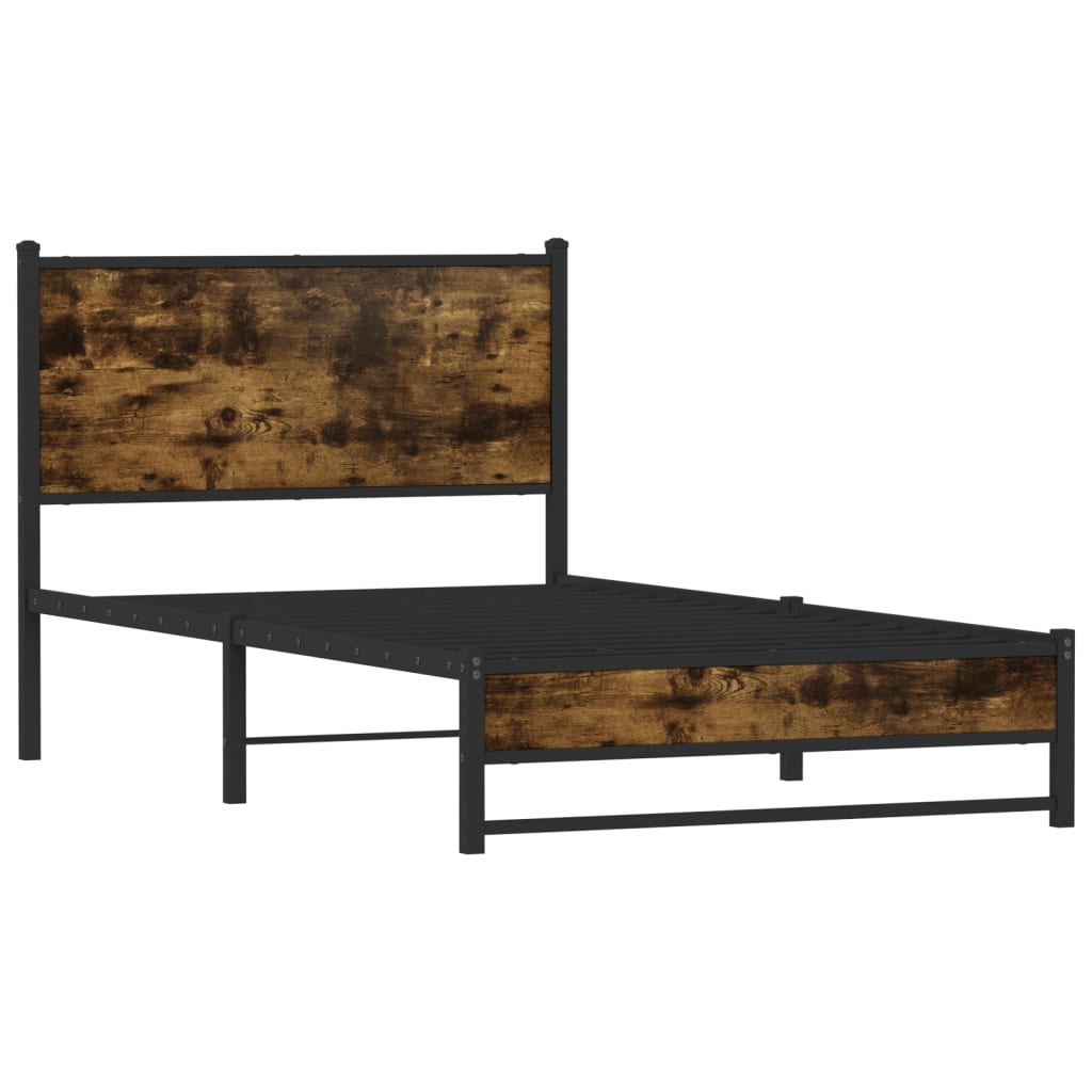 sengeramme uden madras 107x203 cm metal røget egetræsfarve