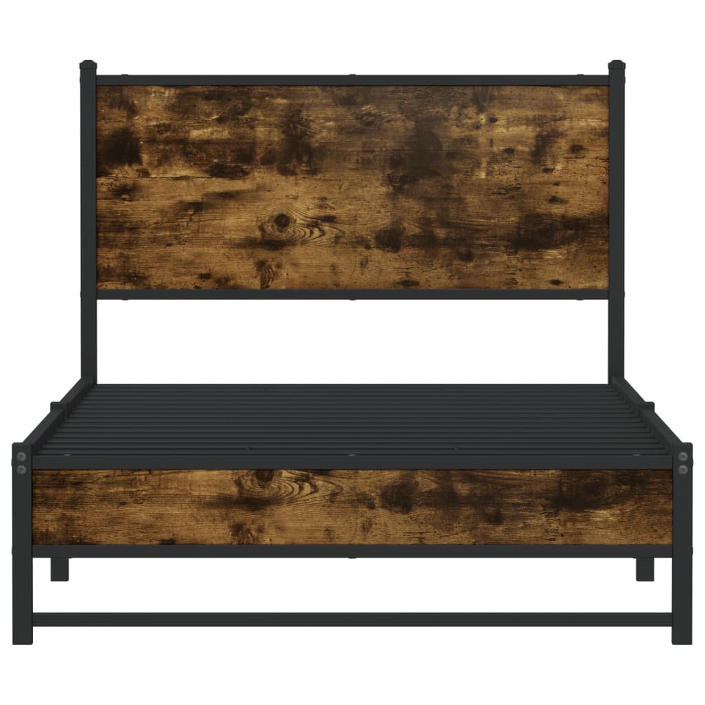 sengeramme uden madras 107x203 cm metal røget egetræsfarve