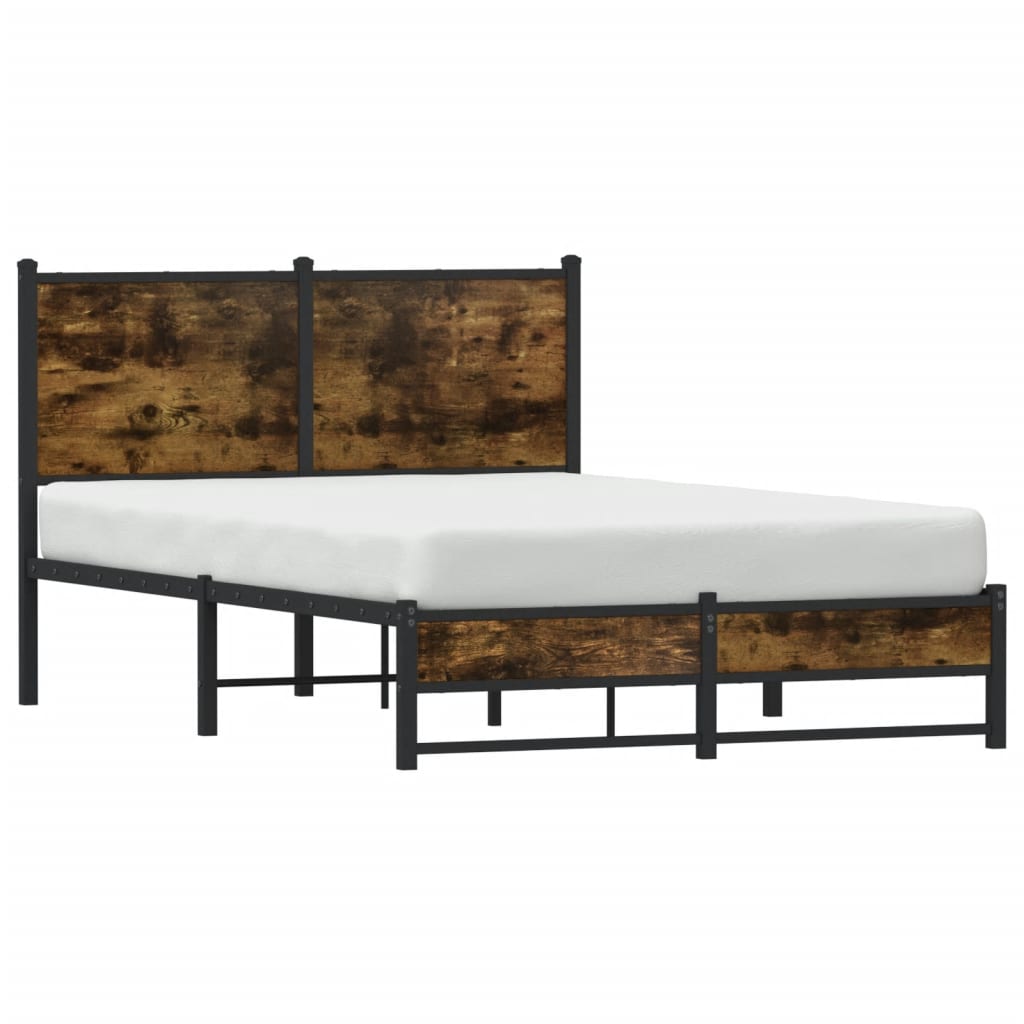sengeramme uden madras 120x190 cm metal røget egetræsfarve