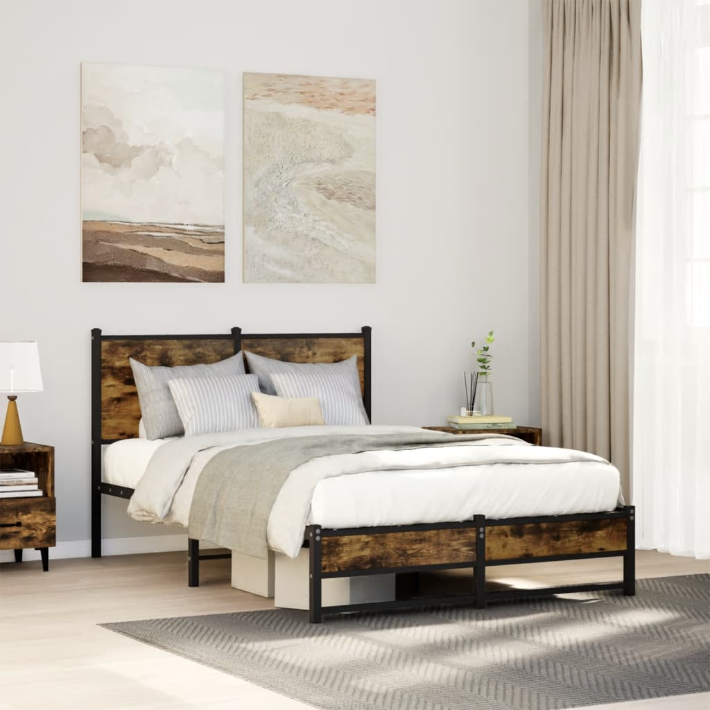 sengeramme uden madras 120x200 cm metal røget egetræsfarve