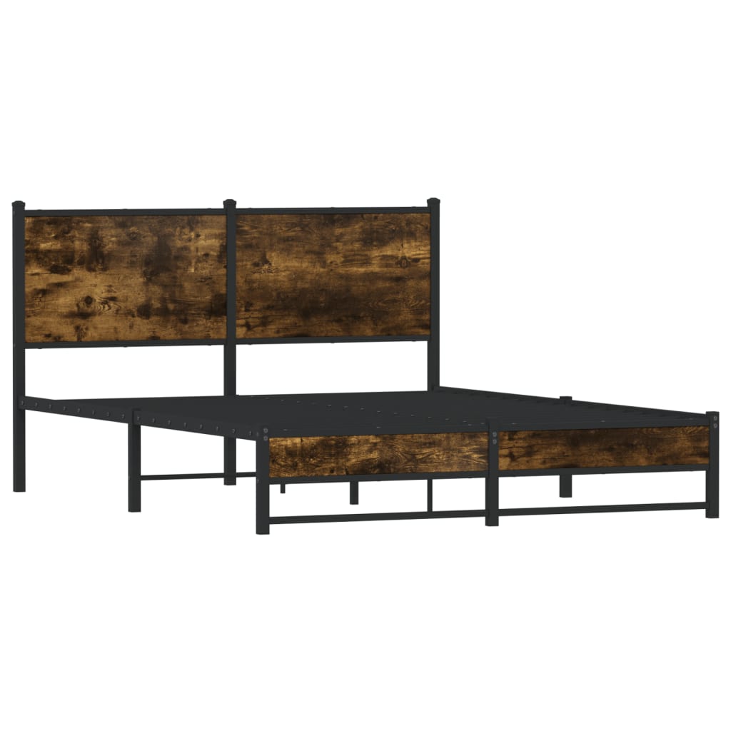 sengeramme uden madras 140x190 cm metal røget egetræsfarve