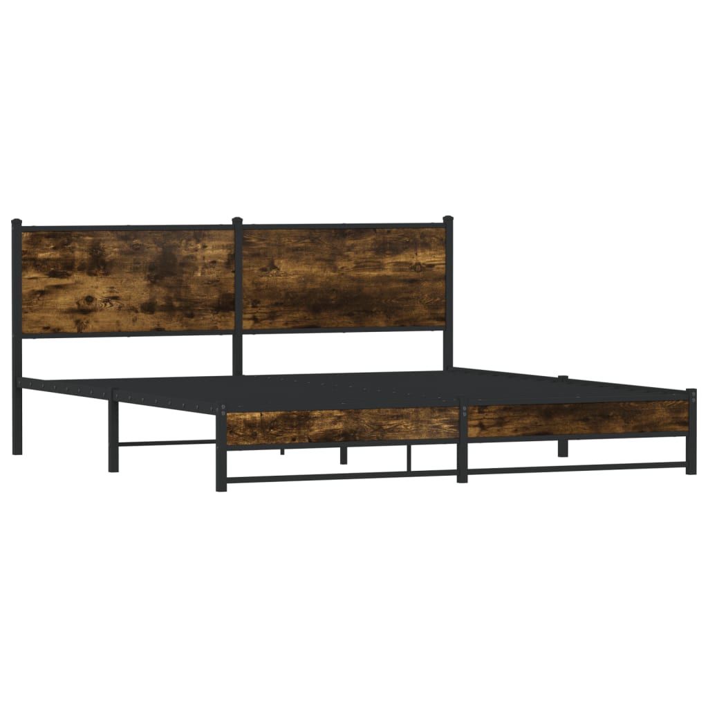 sengeramme uden madras 160x200 cm metal røget egetræsfarve