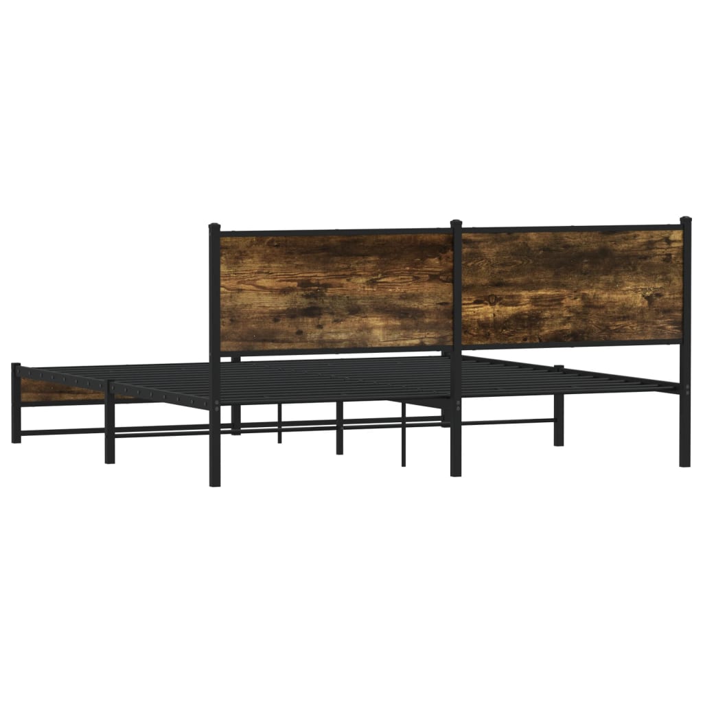 sengeramme uden madras 160x200 cm metal røget egetræsfarve