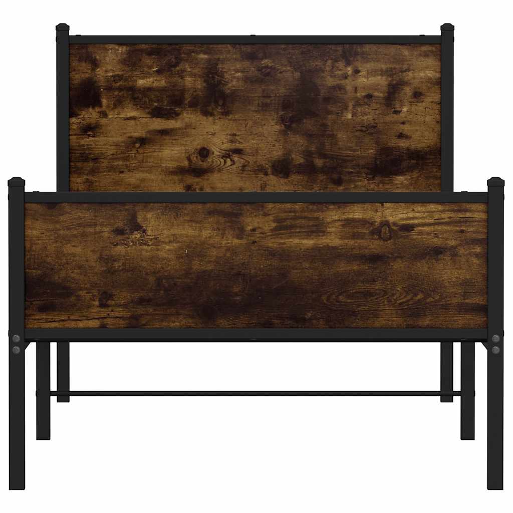 sengeramme uden madras 75x190 cm metal røget egetræsfarve