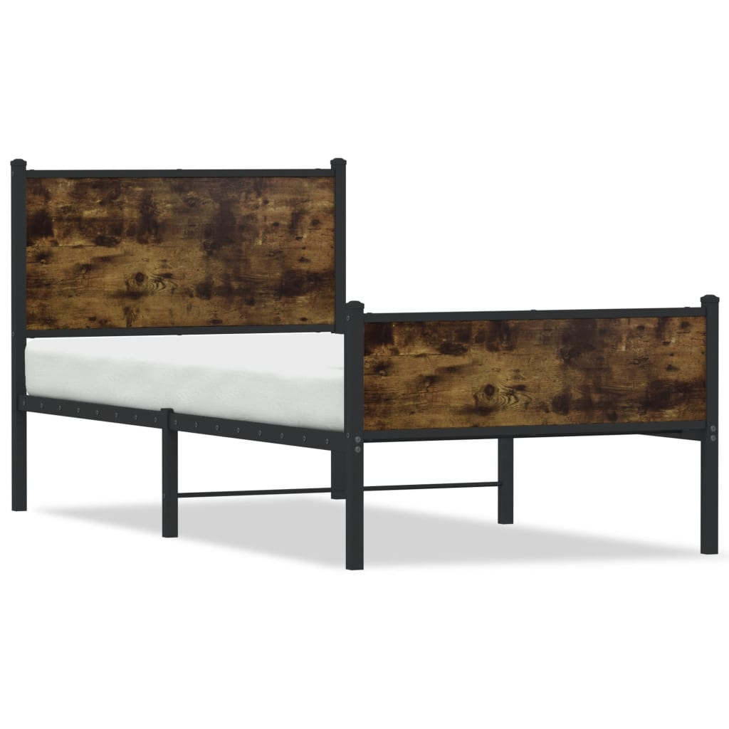 sengeramme uden madras 80x200 cm metal røget egetræsfarve