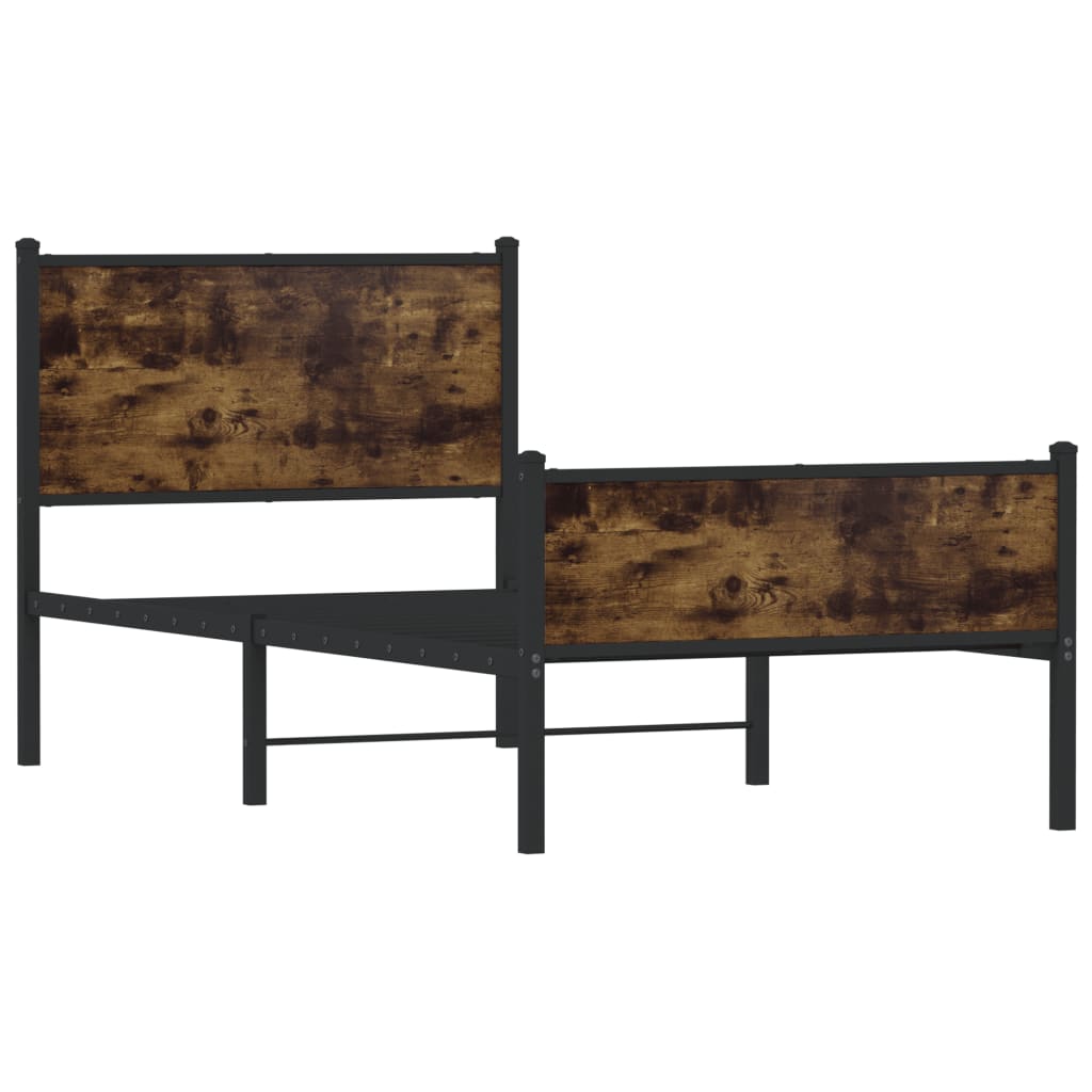 sengeramme uden madras 80x200 cm metal røget egetræsfarve