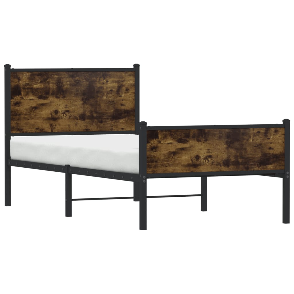 sengeramme uden madras 80x200 cm metal røget egetræsfarve