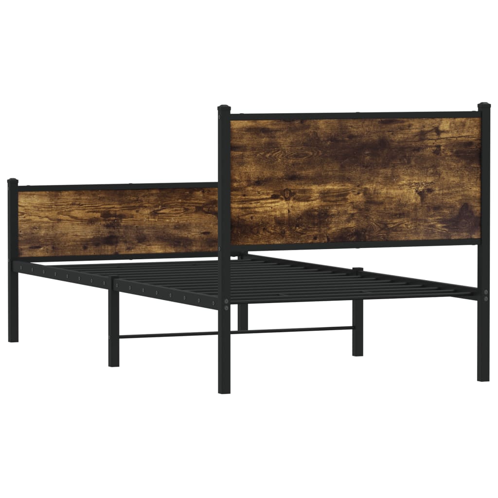 sengeramme uden madras 80x200 cm metal røget egetræsfarve
