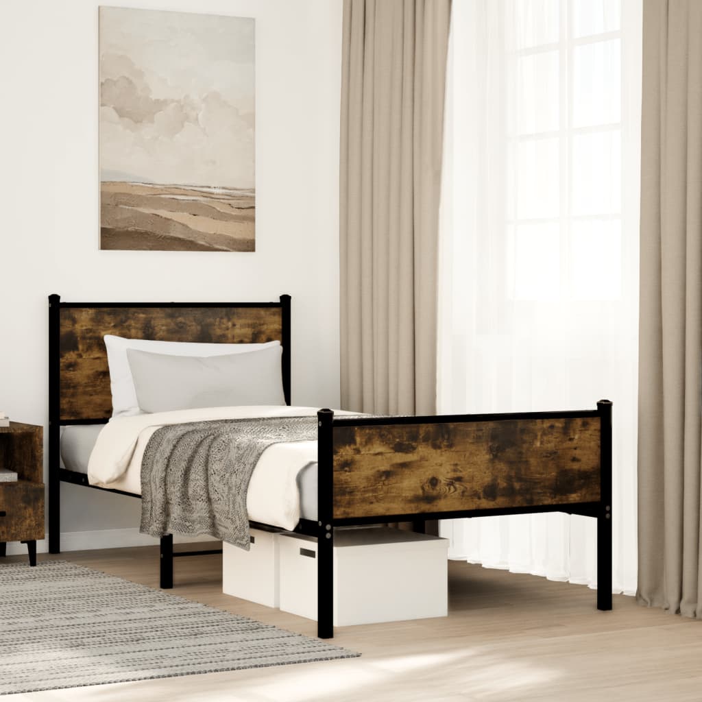 sengeramme uden madras 80x200 cm metal røget egetræsfarve