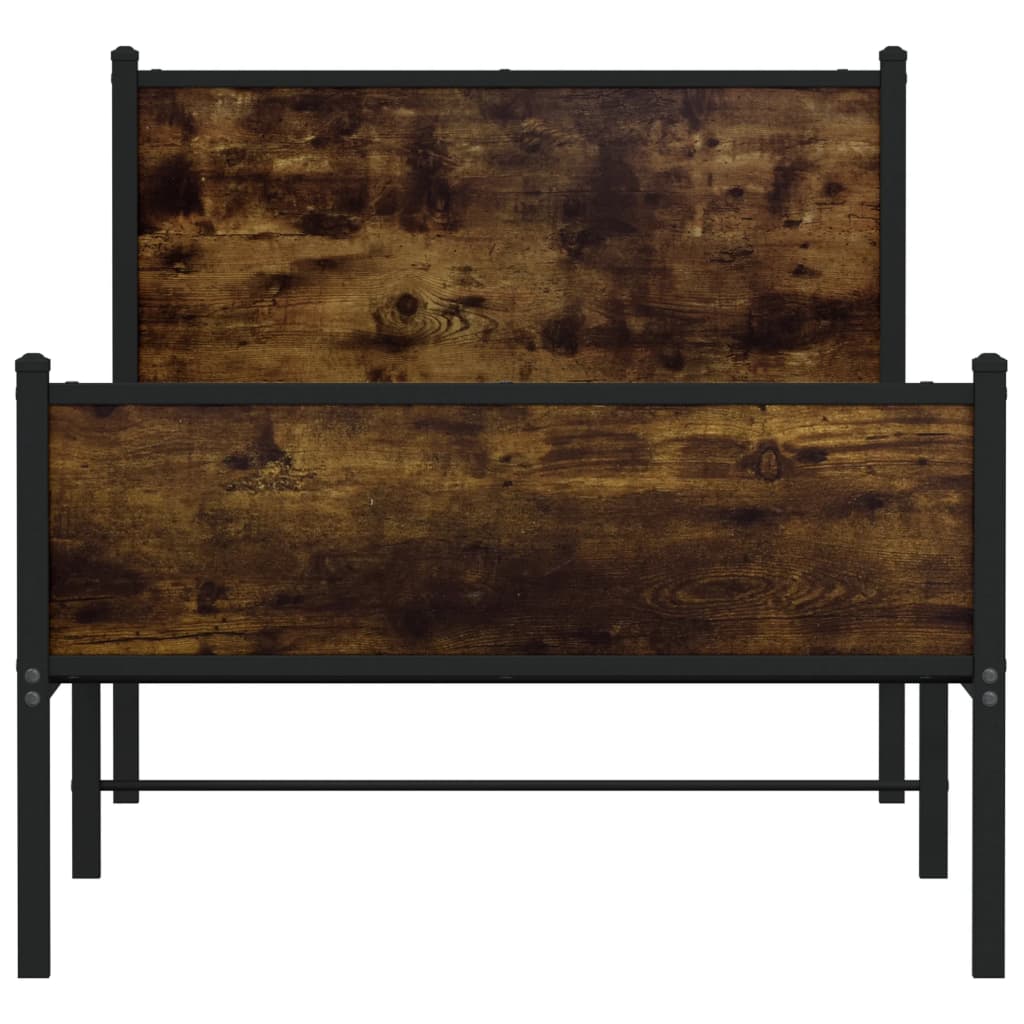 sengeramme uden madras 90x190 cm metal røget egetræsfarve