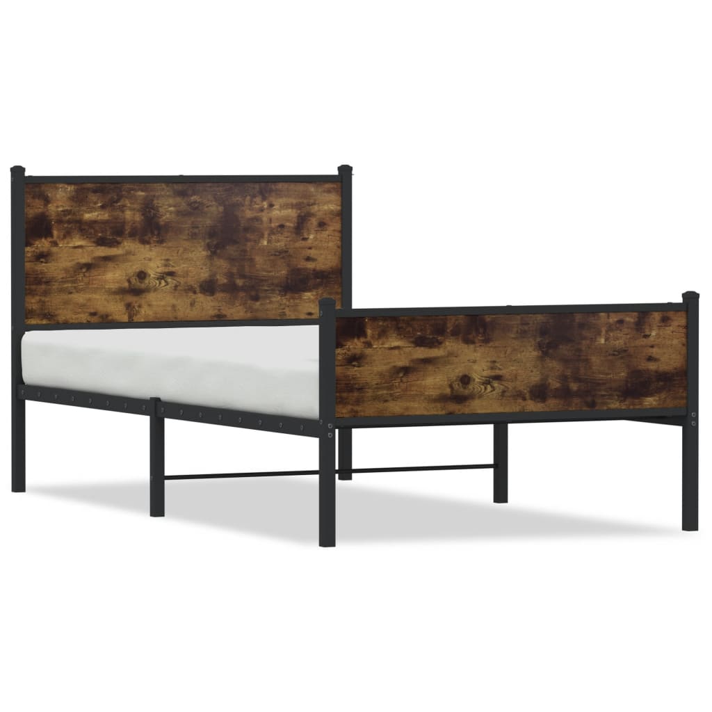 sengeramme uden madras 100x190 cm metal røget egetræsfarve