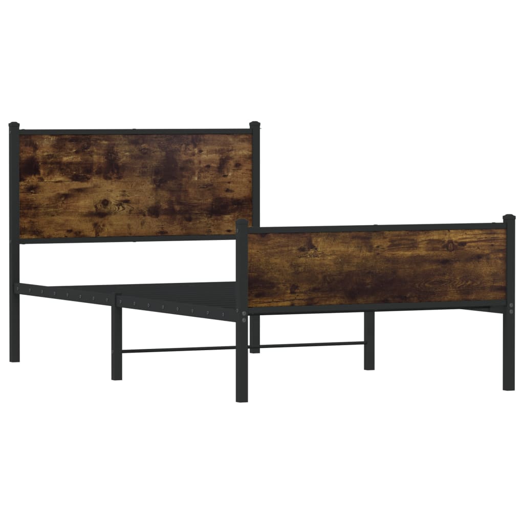 sengeramme uden madras 100x190 cm metal røget egetræsfarve