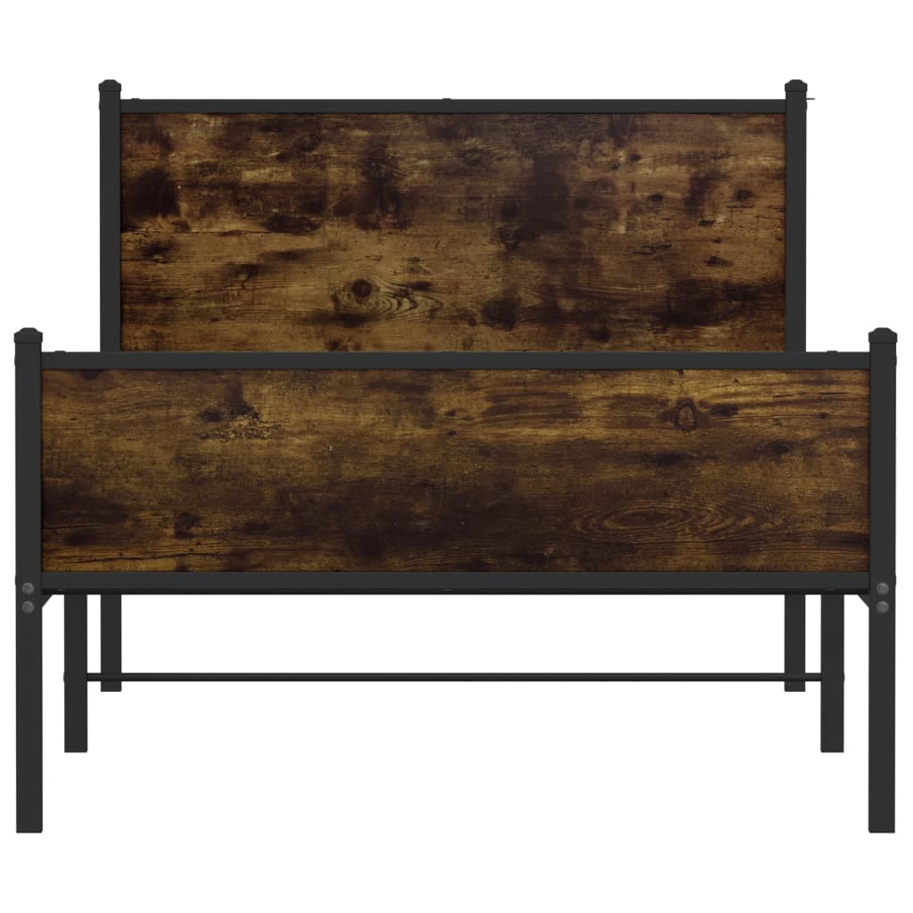 sengeramme uden madras 100x190 cm metal røget egetræsfarve