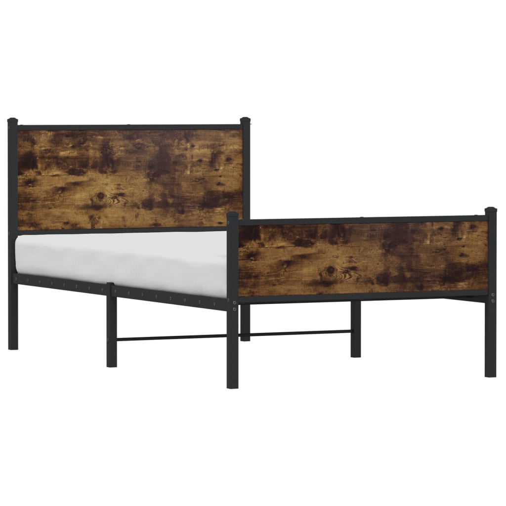 sengeramme uden madras 100x200 cm metal røget egetræsfarve