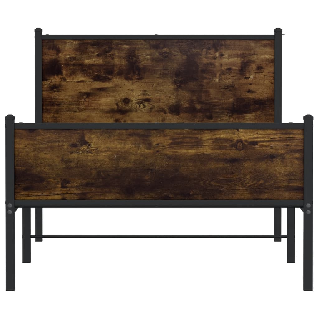 sengeramme uden madras 100x200 cm metal røget egetræsfarve