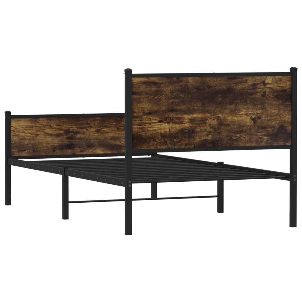 sengeramme uden madras 100x200 cm metal røget egetræsfarve