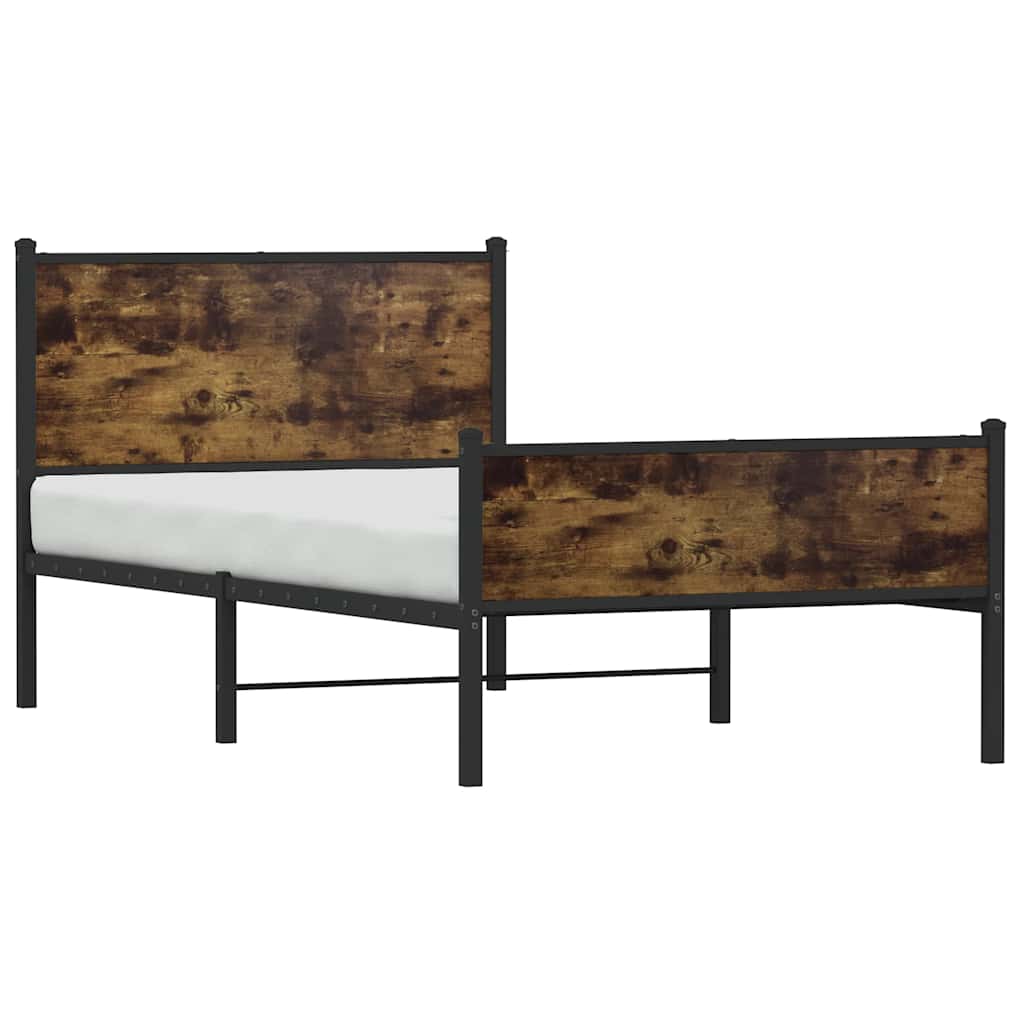 sengeramme uden madras 107x203 cm metal røget egetræsfarve