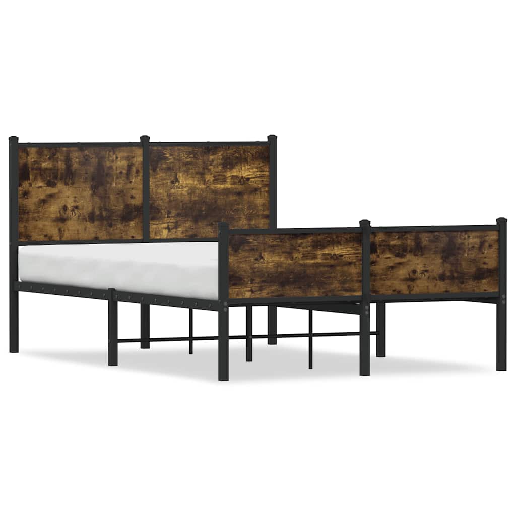 sengeramme uden madras 120x190 cm metal røget egetræsfarve