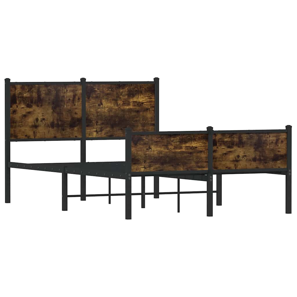 sengeramme uden madras 120x190 cm metal røget egetræsfarve