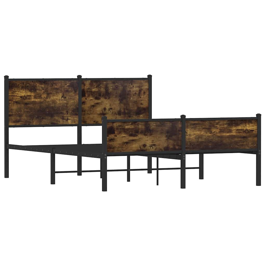 sengeramme uden madras 137x190 cm metal røget egetræsfarve