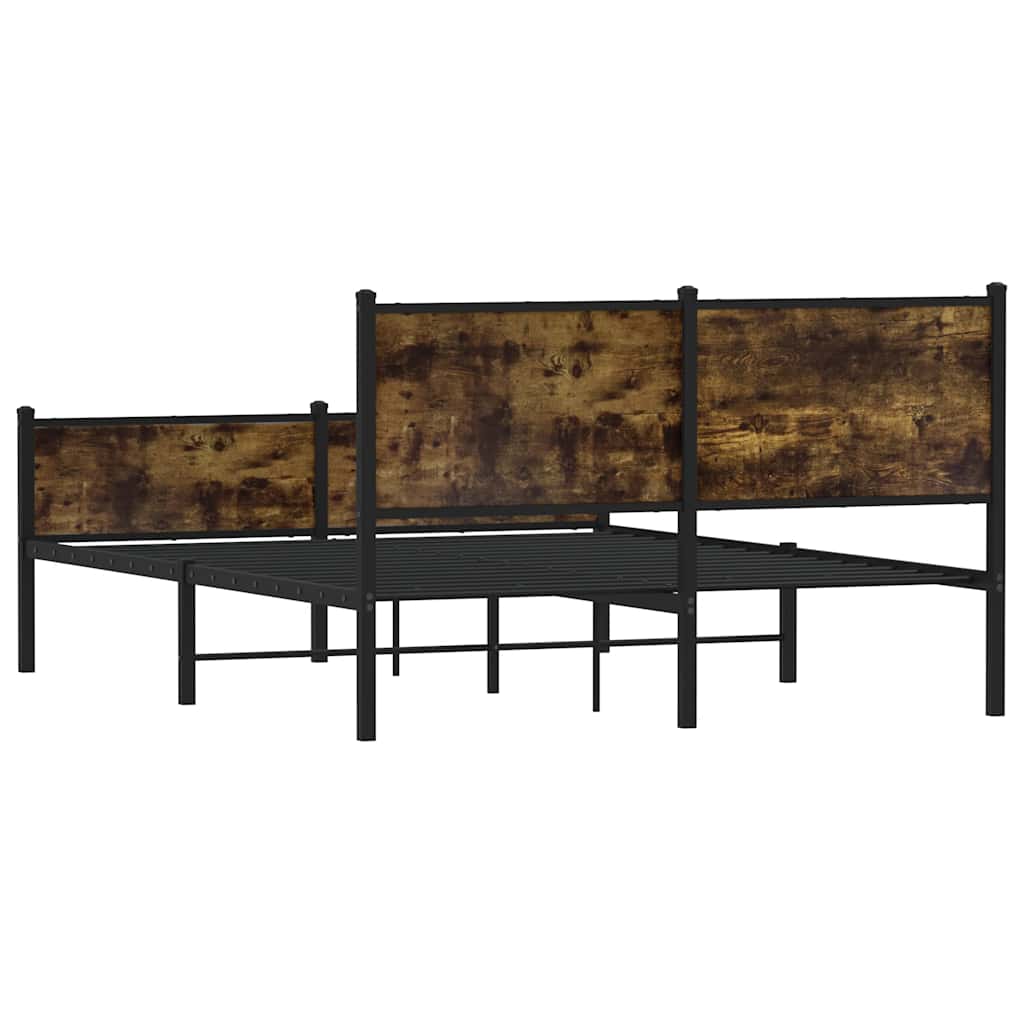 sengeramme uden madras 137x190 cm metal røget egetræsfarve