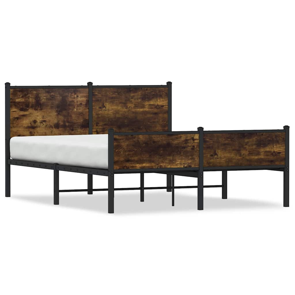 sengeramme uden madras 140x200 cm metal røget egetræsfarve