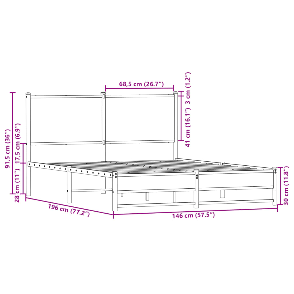 sengeramme uden madras 140x190 cm metal sonoma-eg