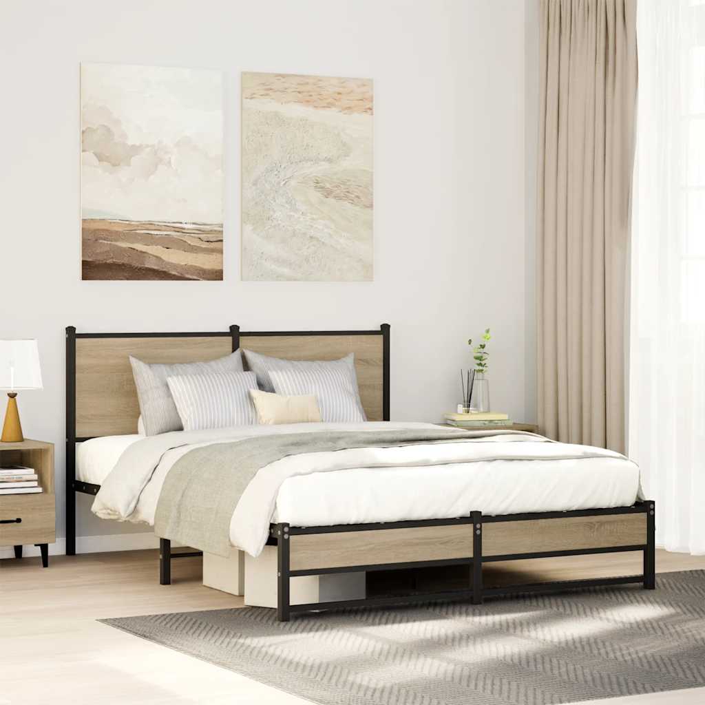 sengeramme uden madras 150x200 cm metal sonoma-eg
