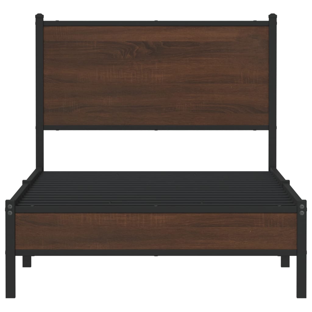 sengeramme 75x190 cm uden madras metal brun egetræsfarve