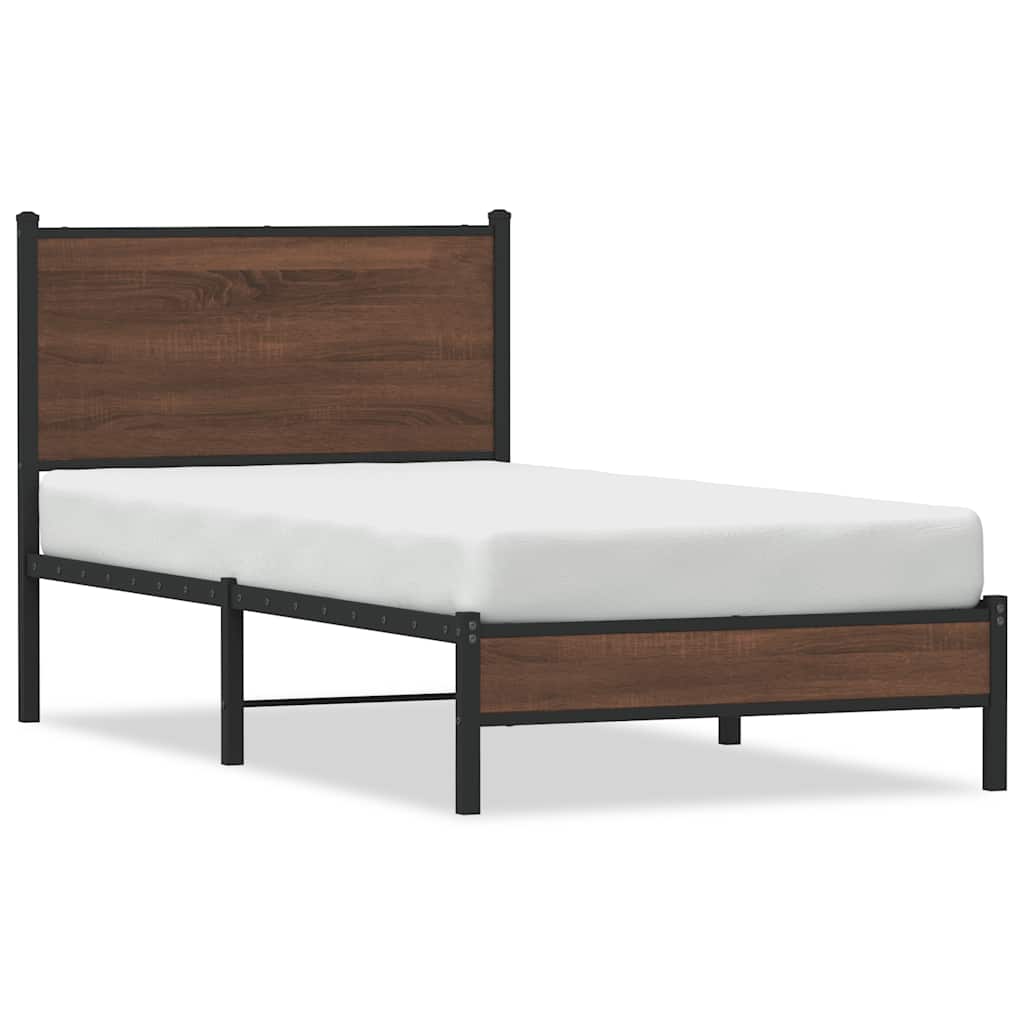 sengeramme 80x200 cm uden madras metal brun egetræsfarve