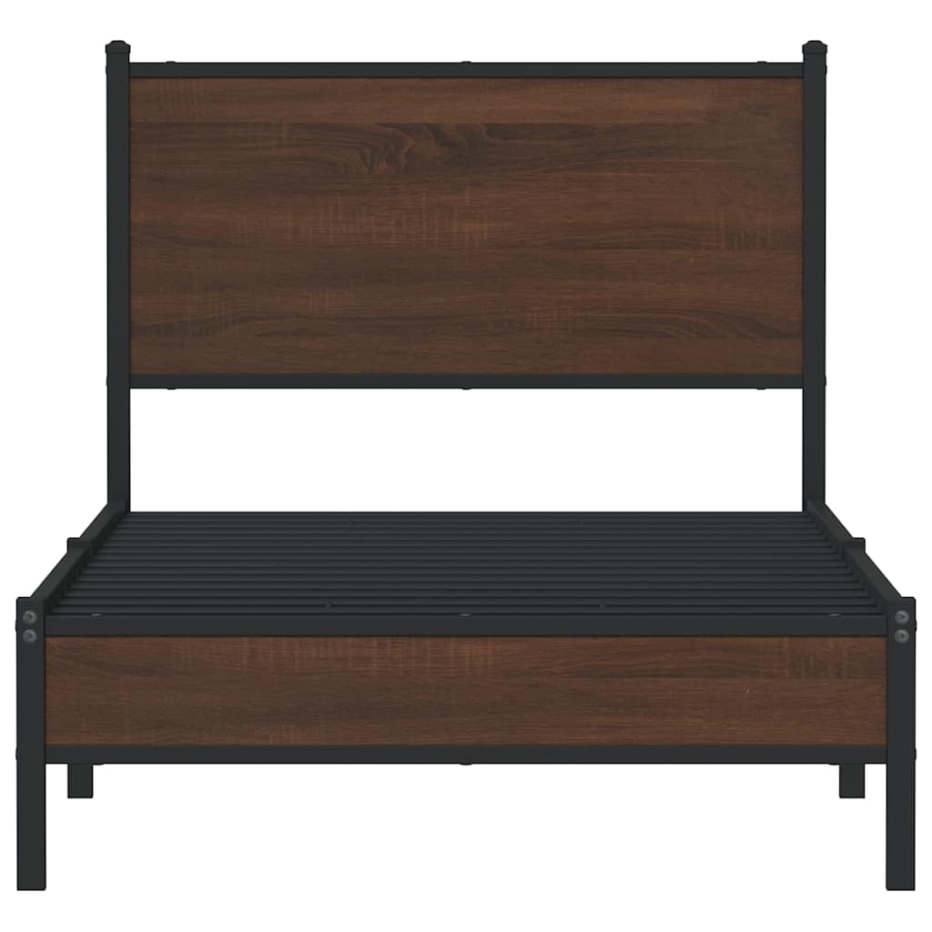 sengeramme 80x200 cm uden madras metal brun egetræsfarve