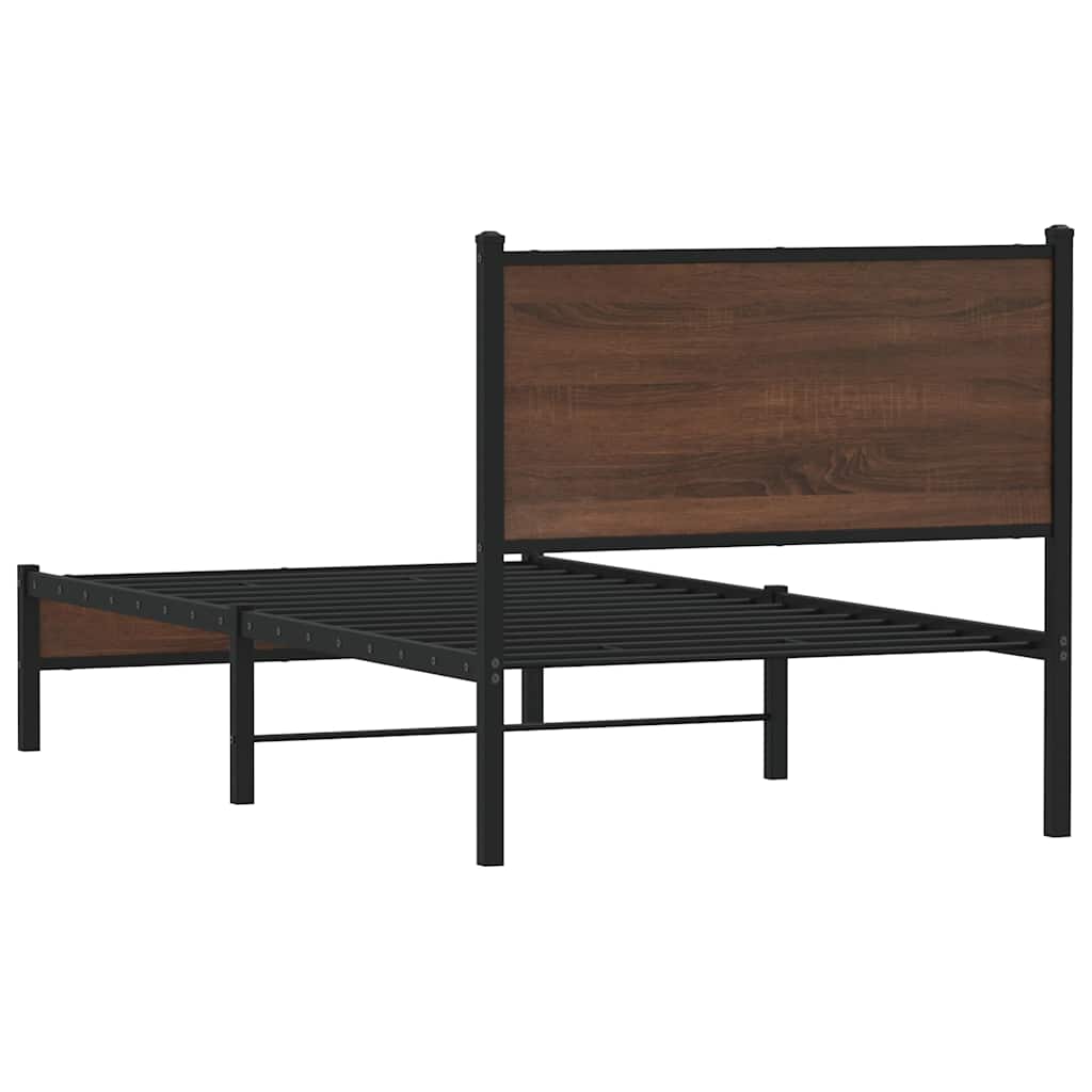 sengeramme 80x200 cm uden madras metal brun egetræsfarve