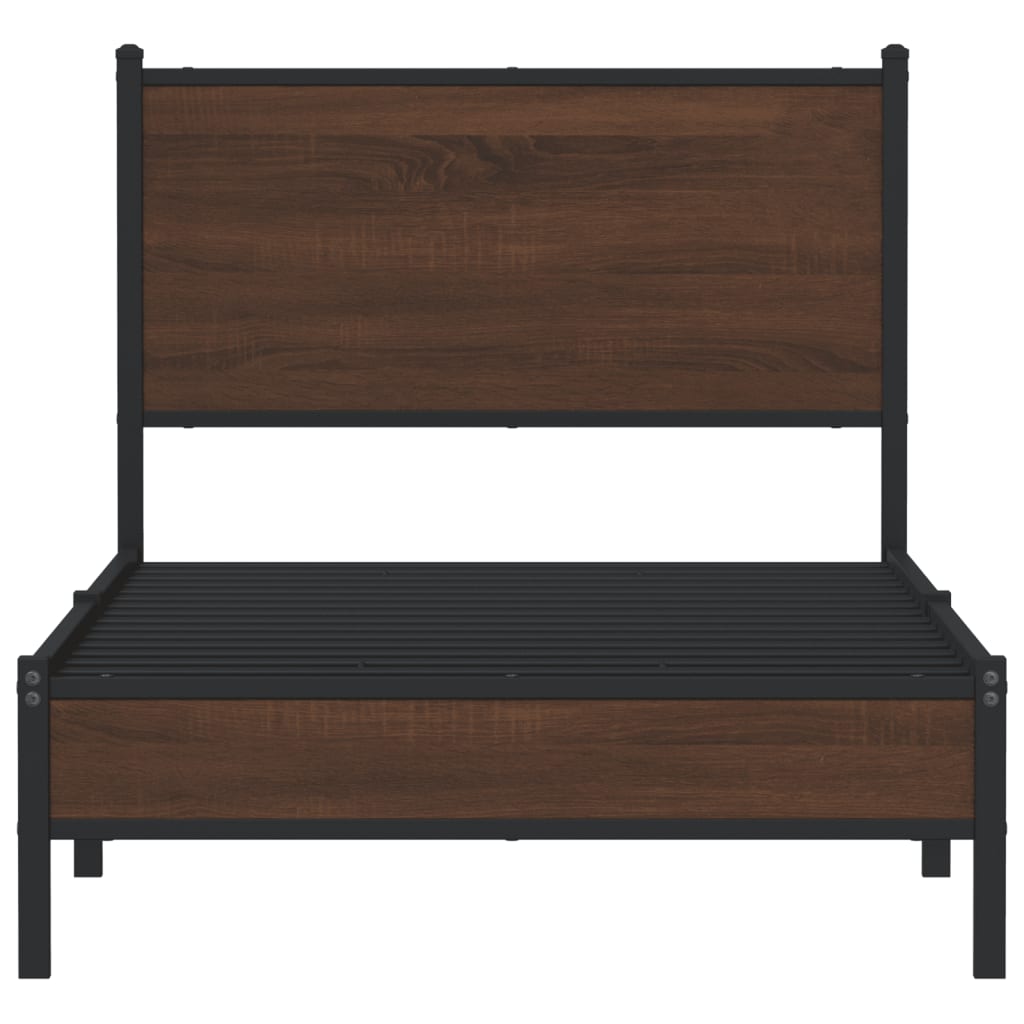 sengeramme 90x190 cm uden madras metal brun egetræsfarve