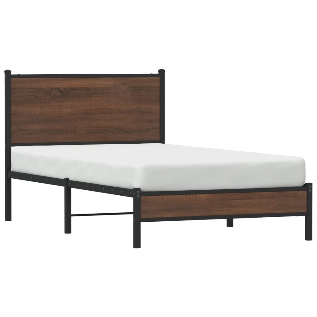 sengeramme 100x190 cm uden madras metal brun egetræsfarve