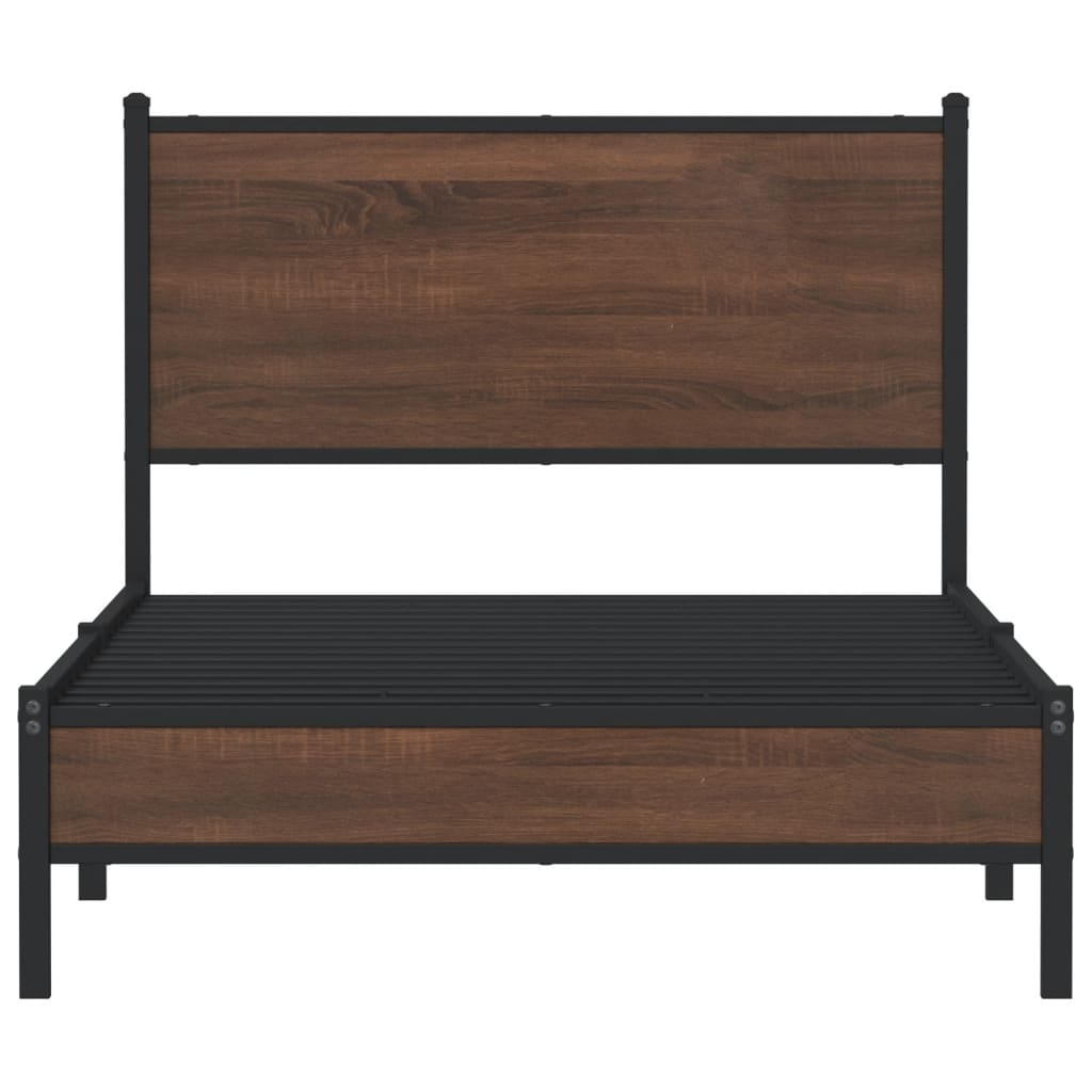 sengeramme 100x190 cm uden madras metal brun egetræsfarve