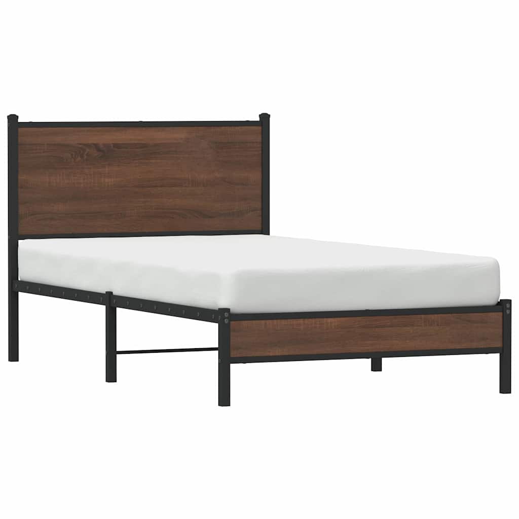 sengeramme 100x200 cm uden madras metal brun egetræsfarve